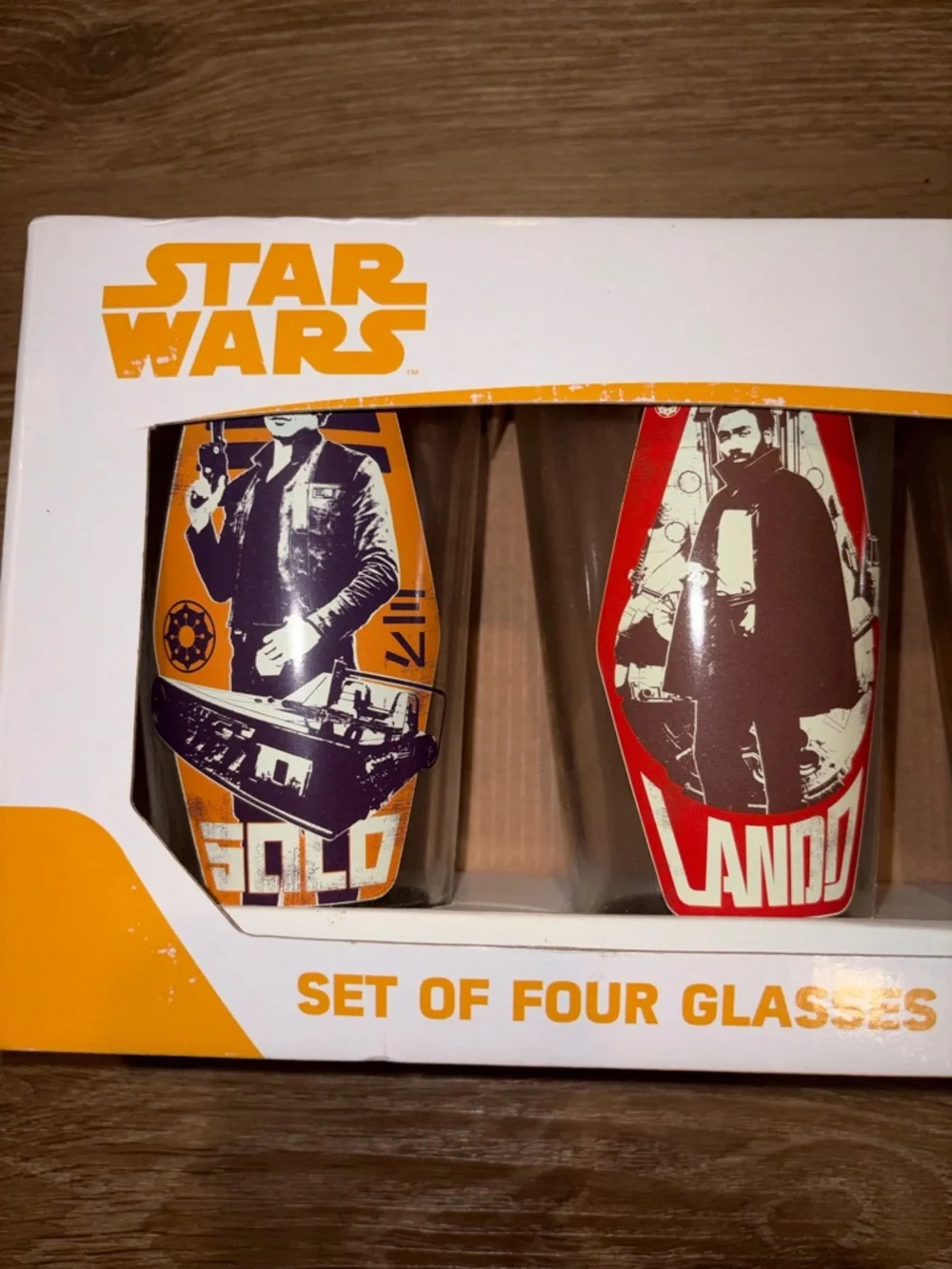 Star Wars Glass Set 4pc 16oz Vandor Disney Han Solo Lando Empire New